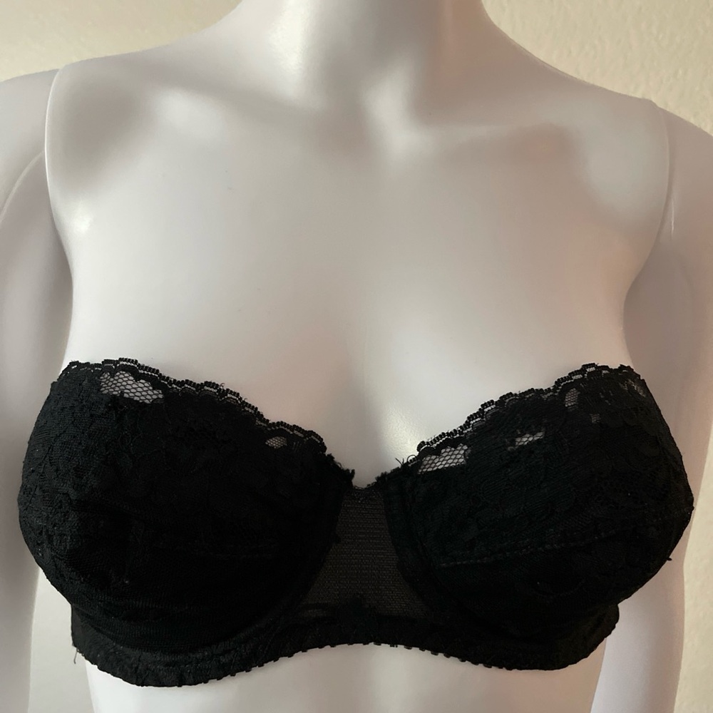 Black Lace Strapless Underwire Bra Bandeau | No Tags | Size 34B